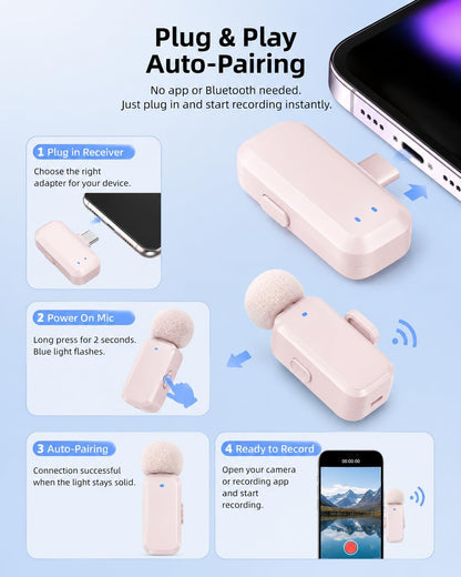 Blinfada Mini 2 micrófonos inalámbricos Lavalier para iPhone 16\/17...