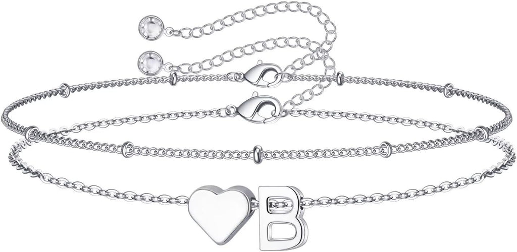 M MOOHAM Pulseras de oro con inicial de corazón para mujer, pulsera...