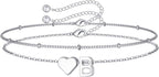 M MOOHAM Pulseras de oro con inicial de corazón para mujer, pulsera...