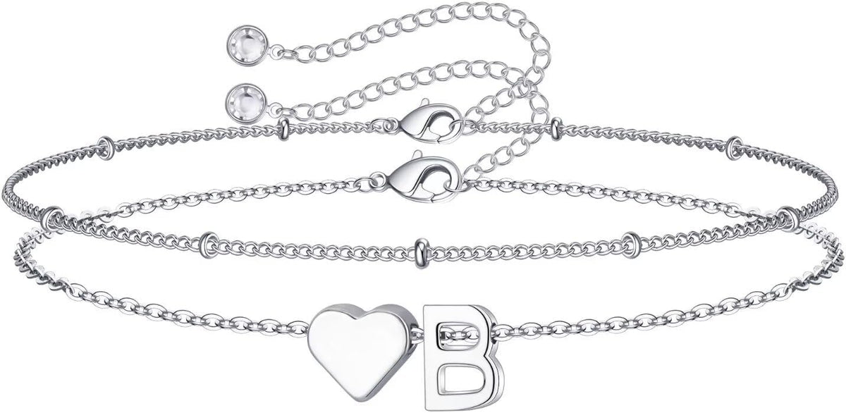 M MOOHAM Pulseras de oro con inicial de corazón para mujer, pulsera...