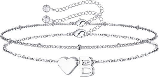 M MOOHAM Pulseras de oro con inicial de corazón para mujer, pulsera...