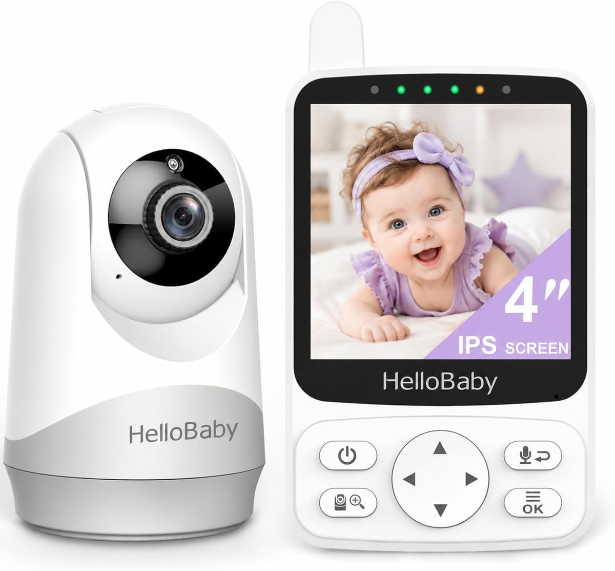 HelloBaby Monitor de bebé de 4" con cámara y audio, sin monitor...