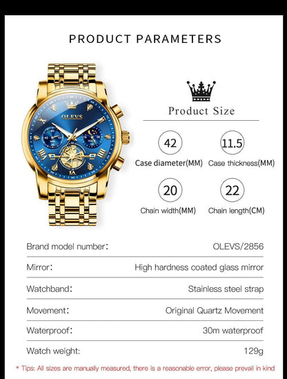 OLEVS Relojes para hombre, resistente al agua, de lujo, gran cara,...
