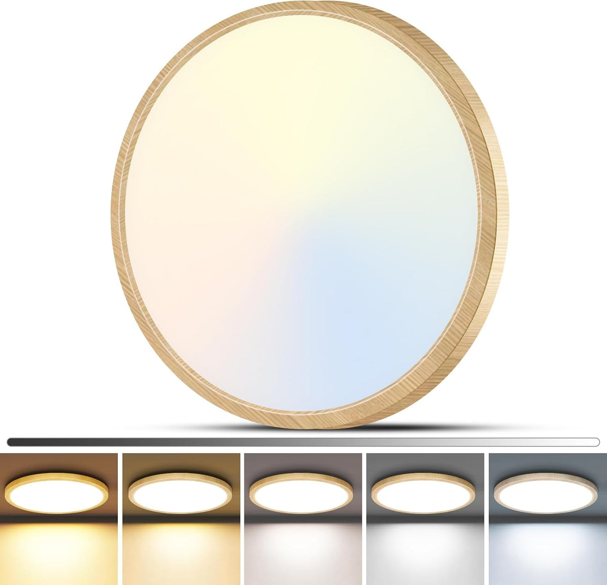 zemty Paquete de 12 luces LED de techo de madera sintética de 12 pu...