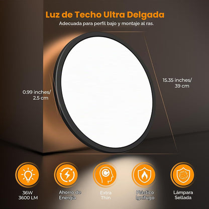 BLNAN Lámpara LED de techo empotrada con control remoto, 15.4 pulga...