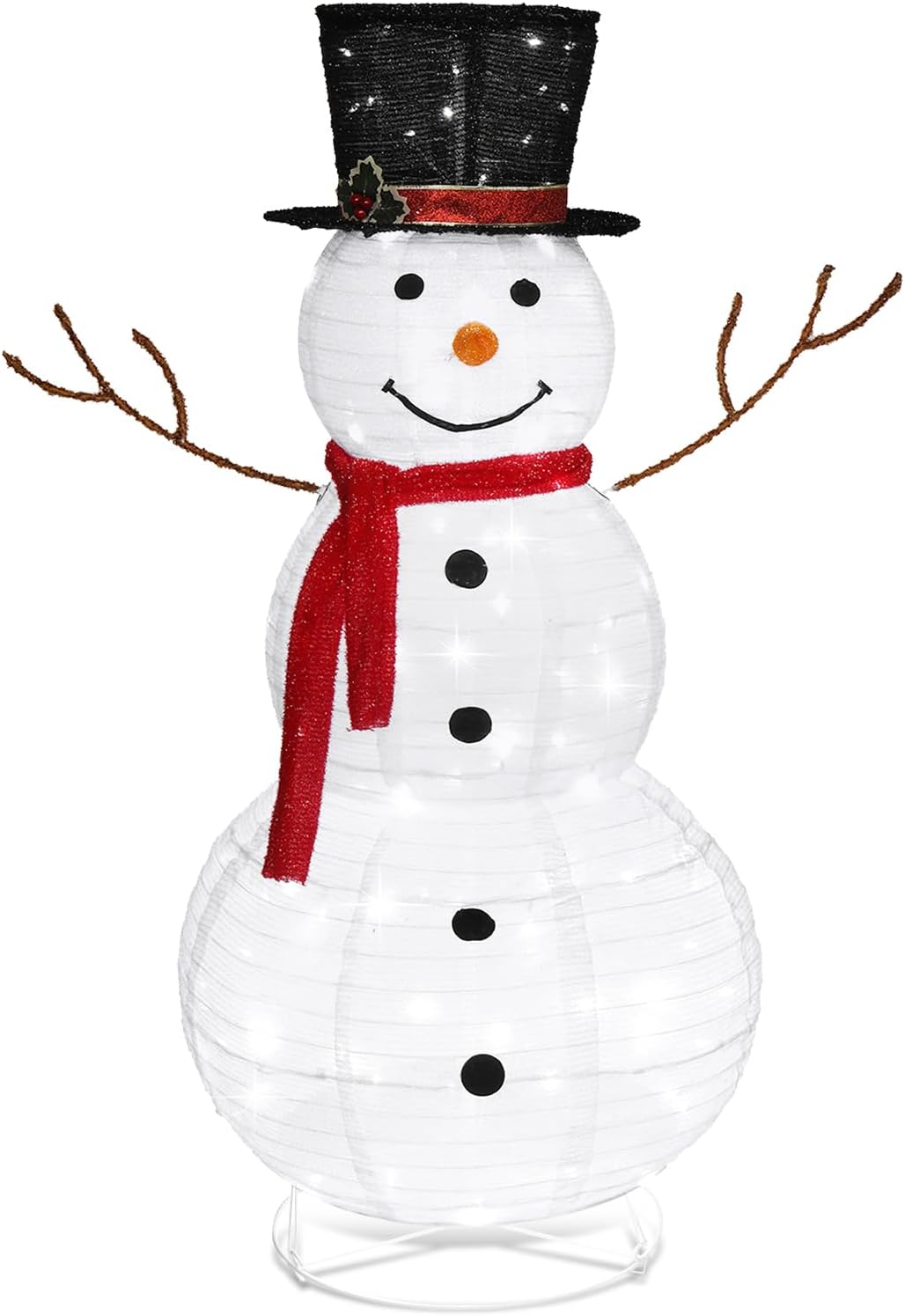 VINGLI Muñeco de nieve para exteriores con 90 luces LED, muñeco de...