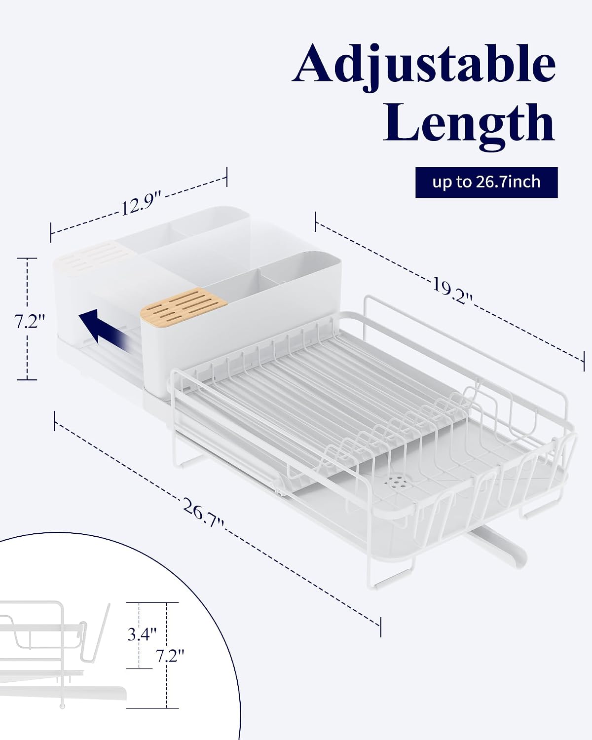 Kitsure Escurridor extensible de platos, 19.2"-26.7" de lar...