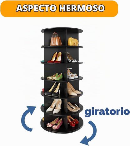 SpaceAid Zapatero giratorio de 6 niveles, torre de exhibición de za...