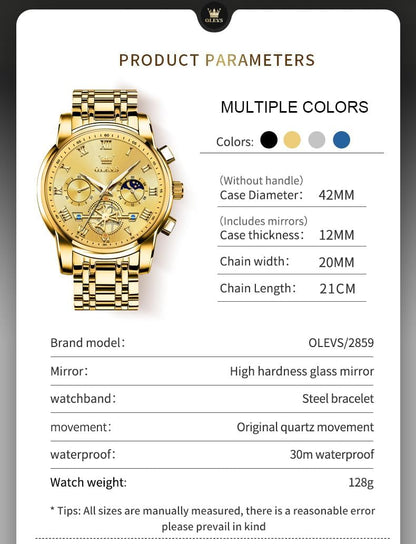 OLEVS Relojes para hombre, resistente al agua, de lujo, gran cara,...