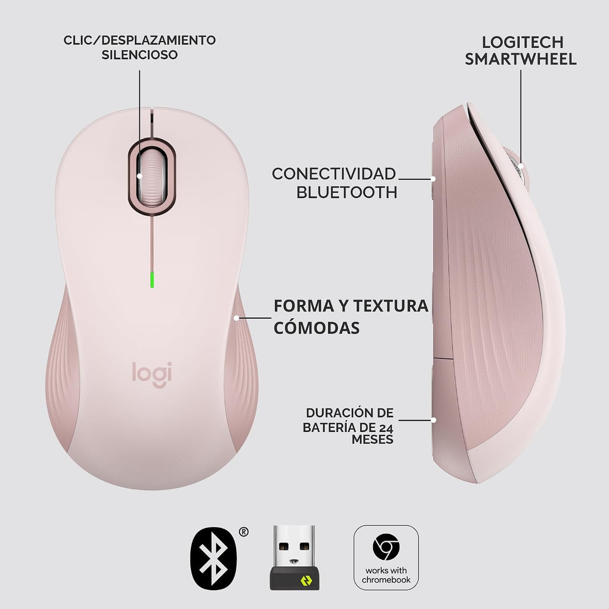 Logitech Signature M550 - Ratón inalámbrico para manos pequeñas a m...