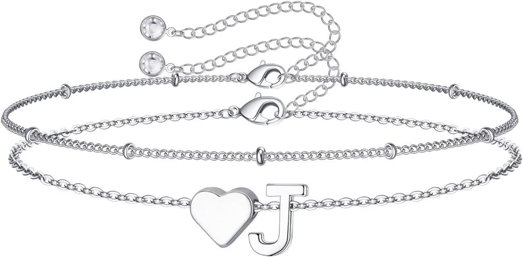M MOOHAM Pulseras de oro con inicial de corazón para mujer, pulsera...