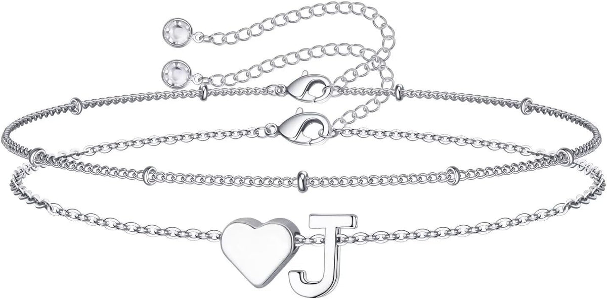 M MOOHAM Pulseras de oro con inicial de corazón para mujer, pulsera...