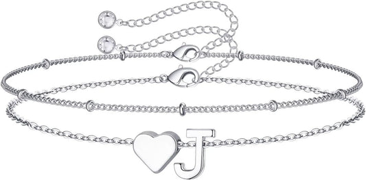 M MOOHAM Pulseras de oro con inicial de corazón para mujer, pulsera...