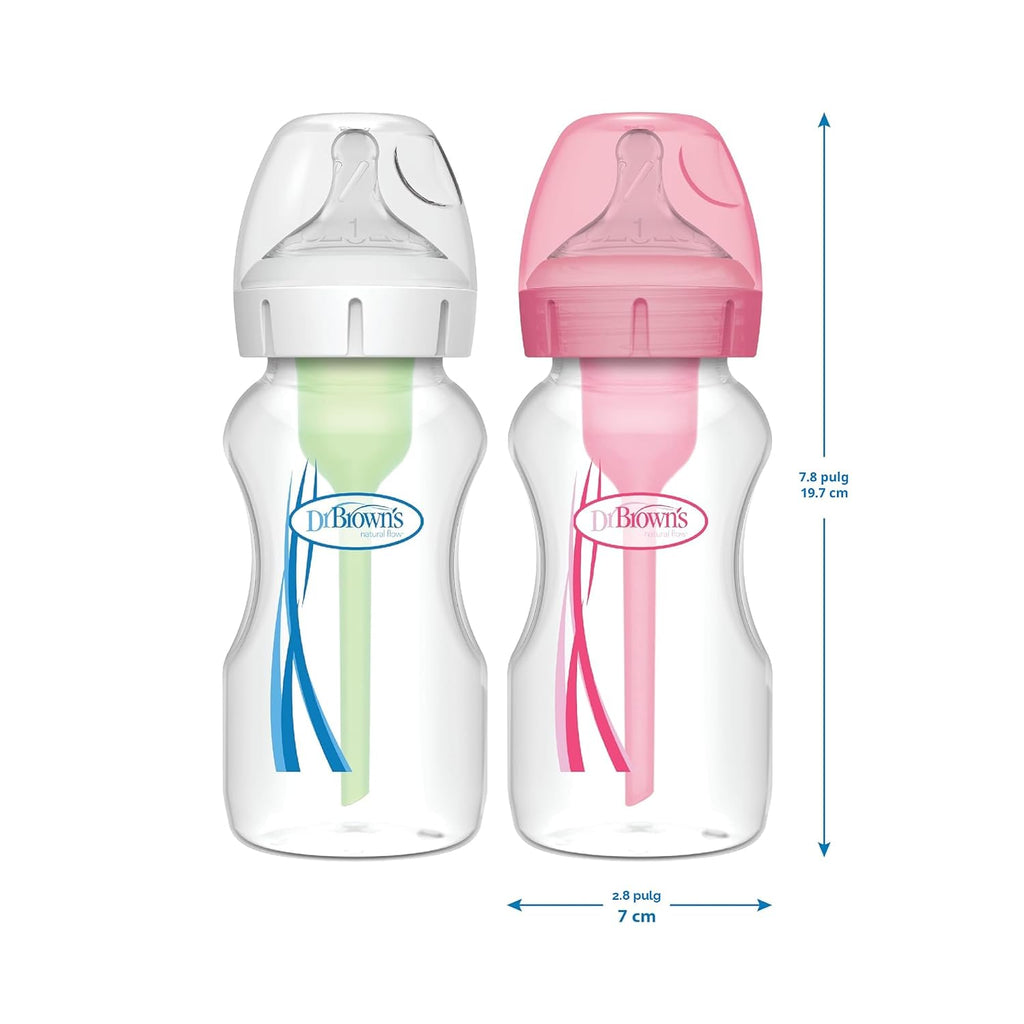 Dr. Brown's Anti-Colic Options+ Biberón de cuello ancho, 9 onza...
