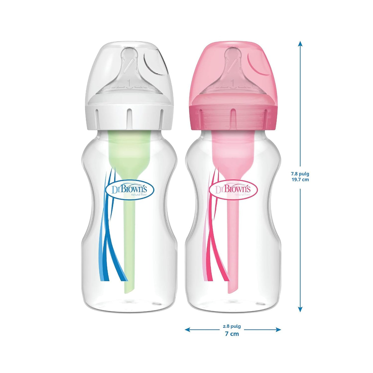 Dr. Brown's Anti-Colic Options+ Biberón de cuello ancho, 9 onza...