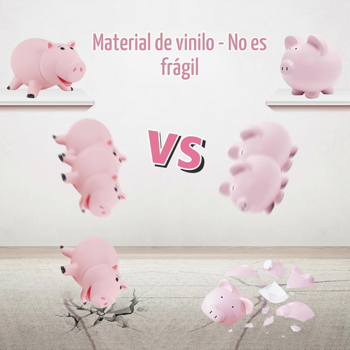 Hamm - Alcancía irrompible con diseño de cerdo rosa, de plástico, a...