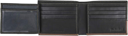 Timberland Billetera plegable de cuero para hombre, color negro\/co...