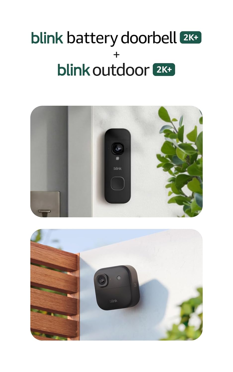 Timbre con cámara 2K+ Blink (ambos último modelo) y Cámara para ext...