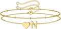M MOOHAM Pulseras de oro con inicial de corazón para mujer, pulsera...