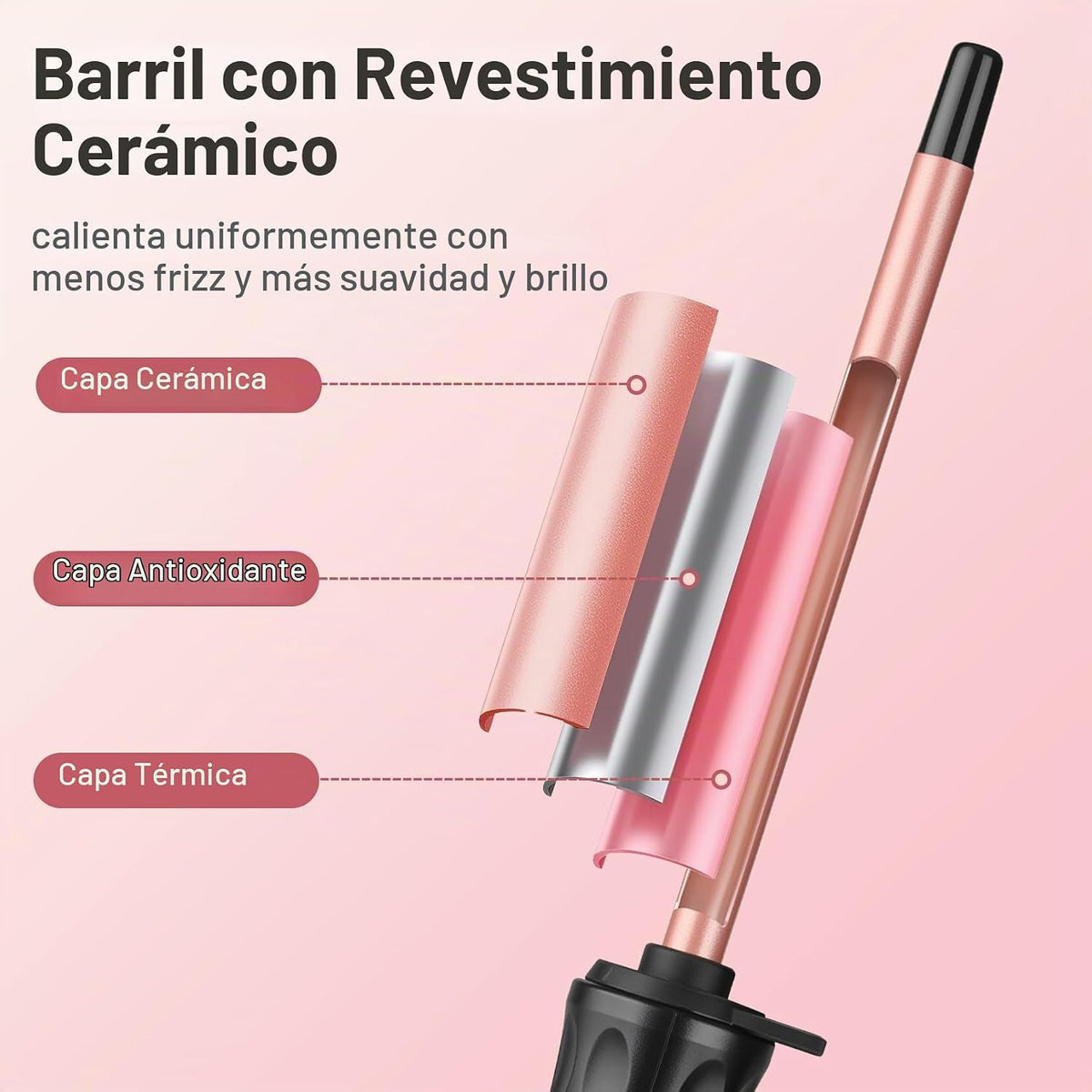 Varita rizadora pequeña de 3\/8 pulgadas con barril delgado para ca...