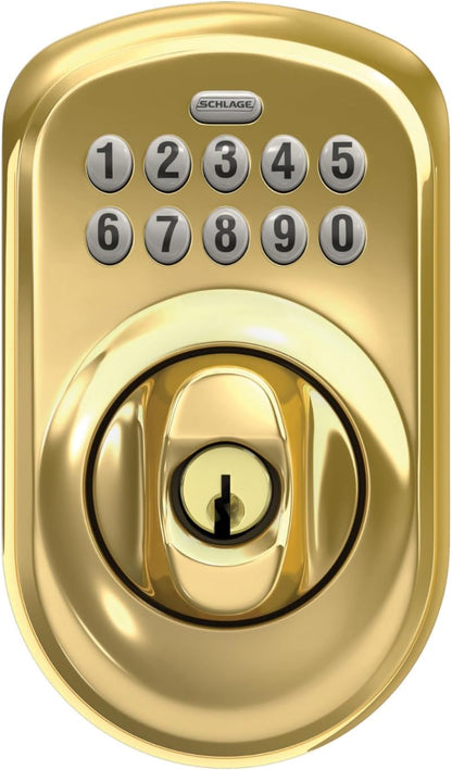 Schlage - Cerradura electrónica para teclado, borde Plymouth, latón...