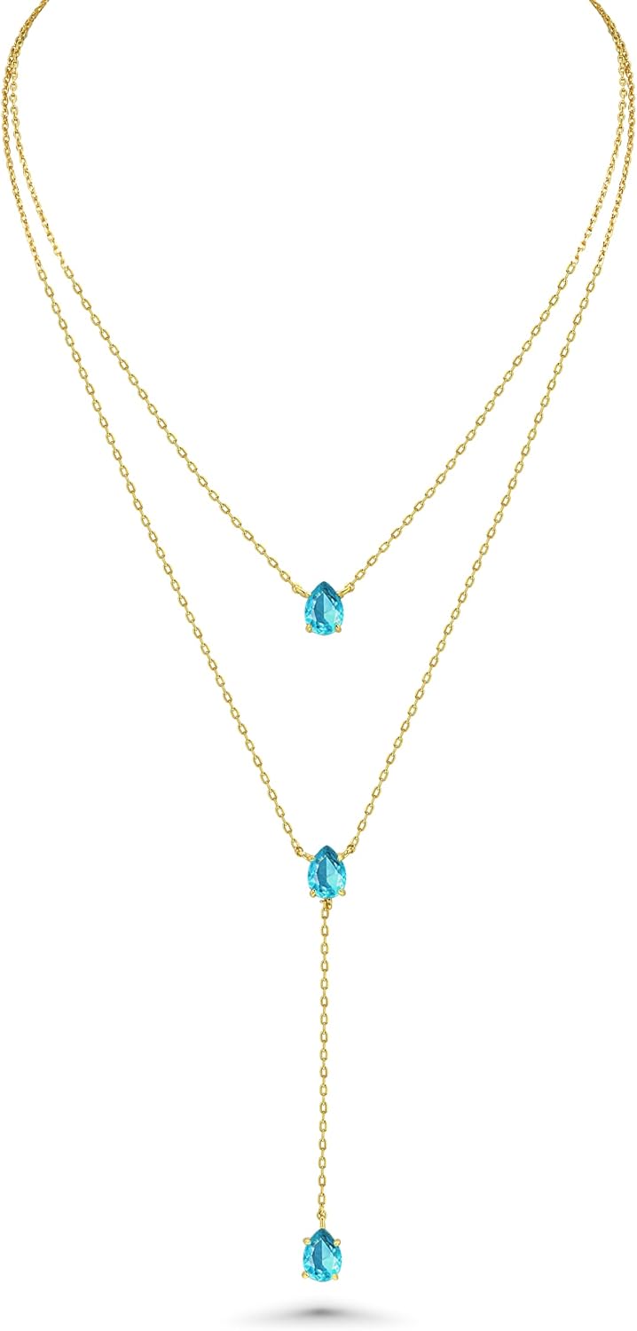 SNGIA 18K Gold Plated Layered Necklaces for Women Long Y Pendant Ne...