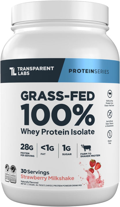 Proteína de suero alimentada con pasto de Transparent Labs, 30 porc...