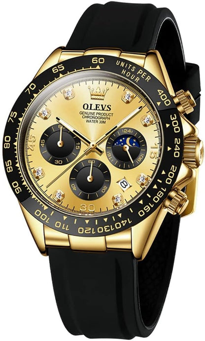 OLEVS Relojes de pulsera analógicos de cuarzo para hombre, cronógra...