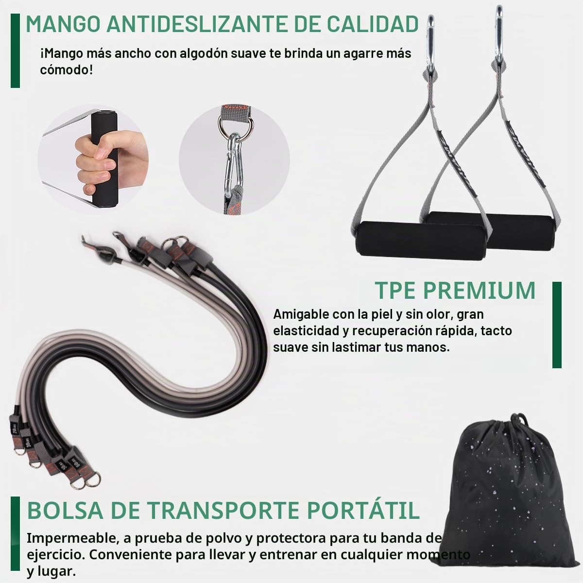 Bandas de Resistencia con Asas, Bandas de Ejercicio con Asas, Ancla...