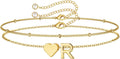 M MOOHAM Pulseras de oro con inicial de corazón para mujer, pulsera...