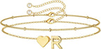 M MOOHAM Pulseras de oro con inicial de corazón para mujer, pulsera...