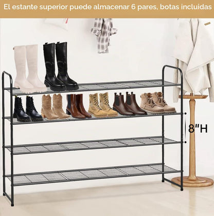 KEETDY Zapatero largo de 4 niveles para armario, organizador de zap...