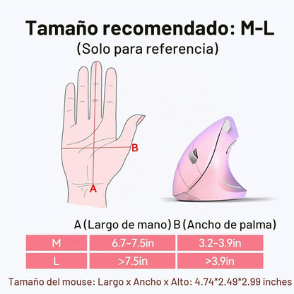 TECKNET Ratón ergonómico, 4800 DPI inalámbrico Bluetooth vertical,...