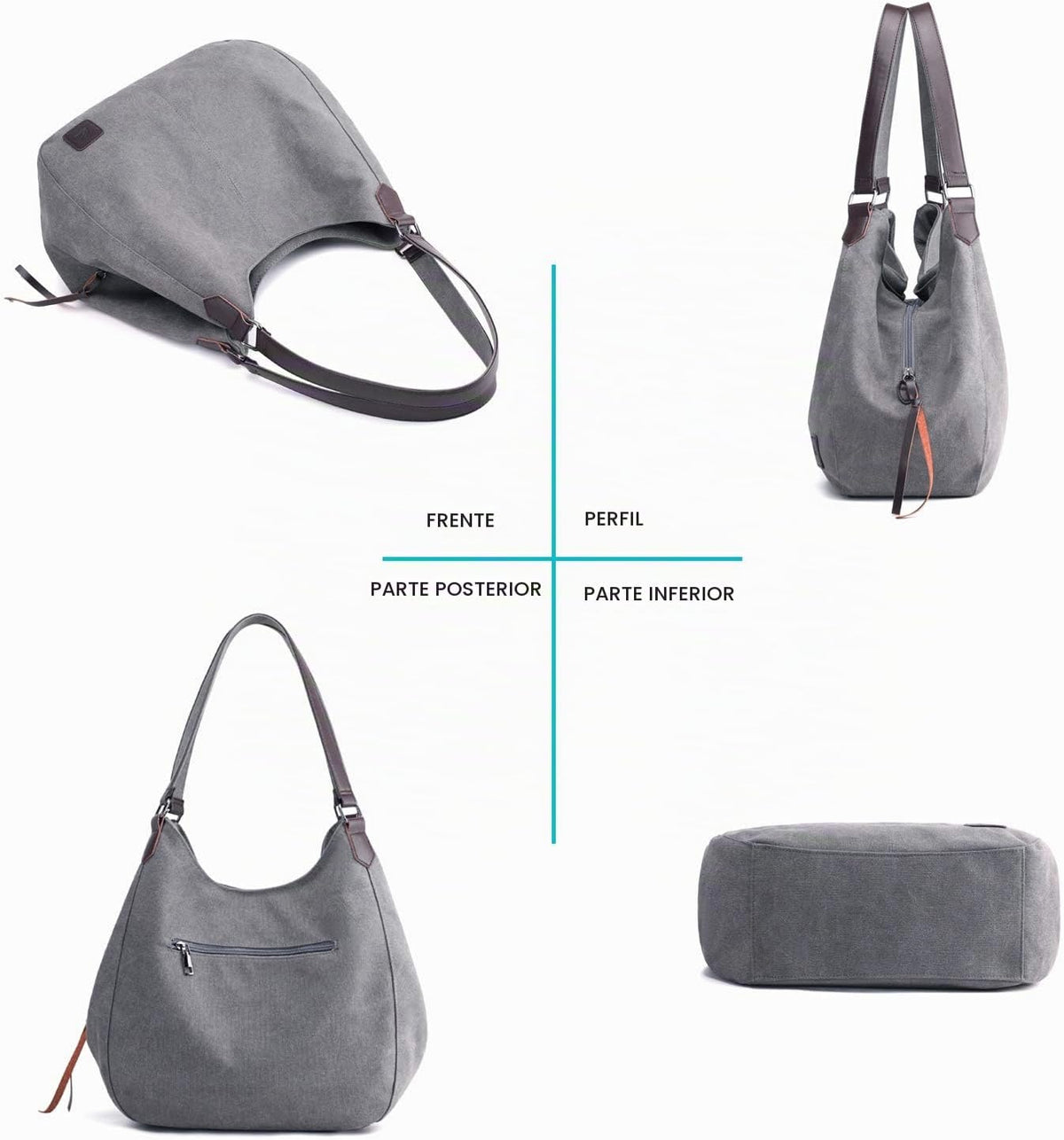 Dourr Bolso para hombro para mujer, con múltiples bolsillos, bolso...