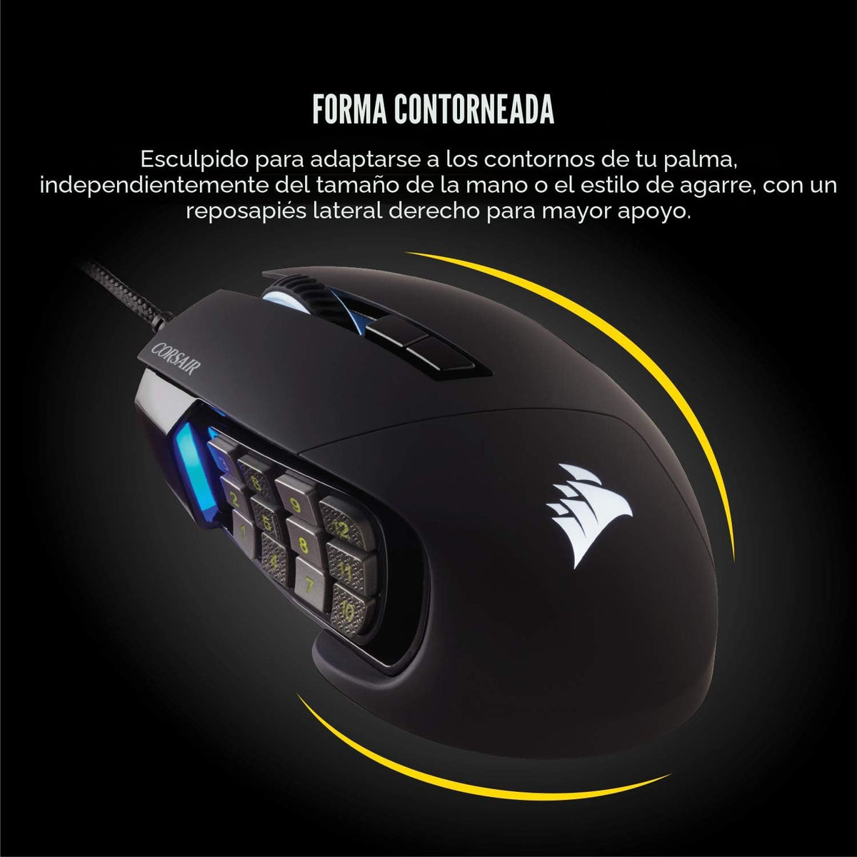 Corsair Scimitar RGB Elite Ratón Gaming MMO MOBA PC con Cable - Neg...