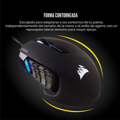 Corsair Scimitar RGB Elite Ratón Gaming MMO MOBA PC con Cable - Neg...