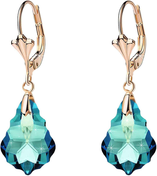 Aretes de cristal austriaco barroco con cierre de palanca para muje...