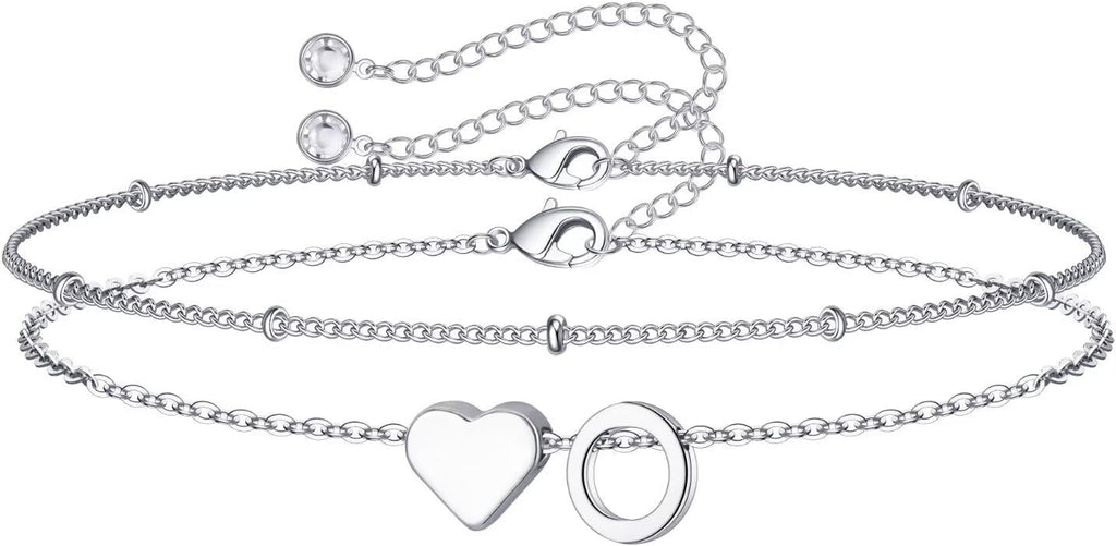 M MOOHAM Pulseras de oro con inicial de corazón para mujer, pulsera...