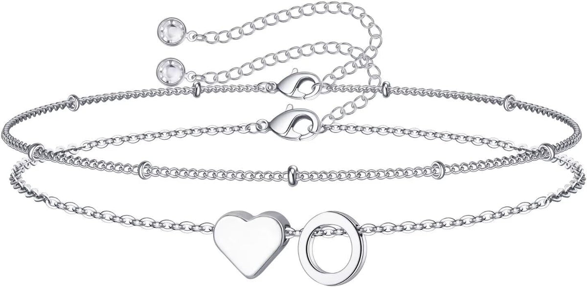 M MOOHAM Pulseras de oro con inicial de corazón para mujer, pulsera...