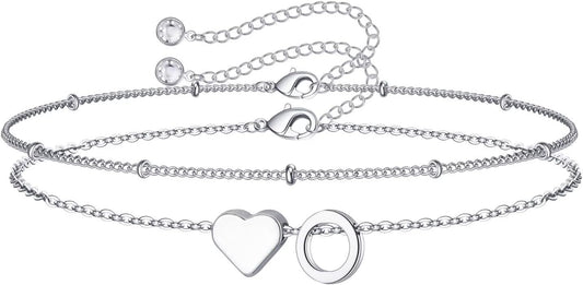 M MOOHAM Pulseras de oro con inicial de corazón para mujer, pulsera...