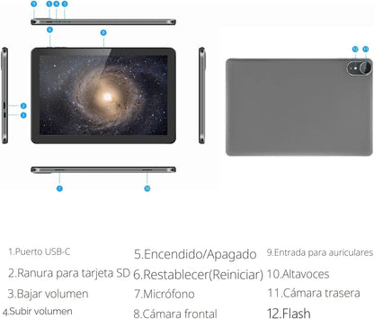 ECOPAD Tablet de 10.1 pulgadas, tabletas Android 15 de 12 GB (4+8)...