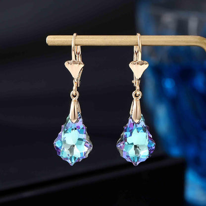 Aretes de cristal austriaco barroco con cierre de palanca para muje...