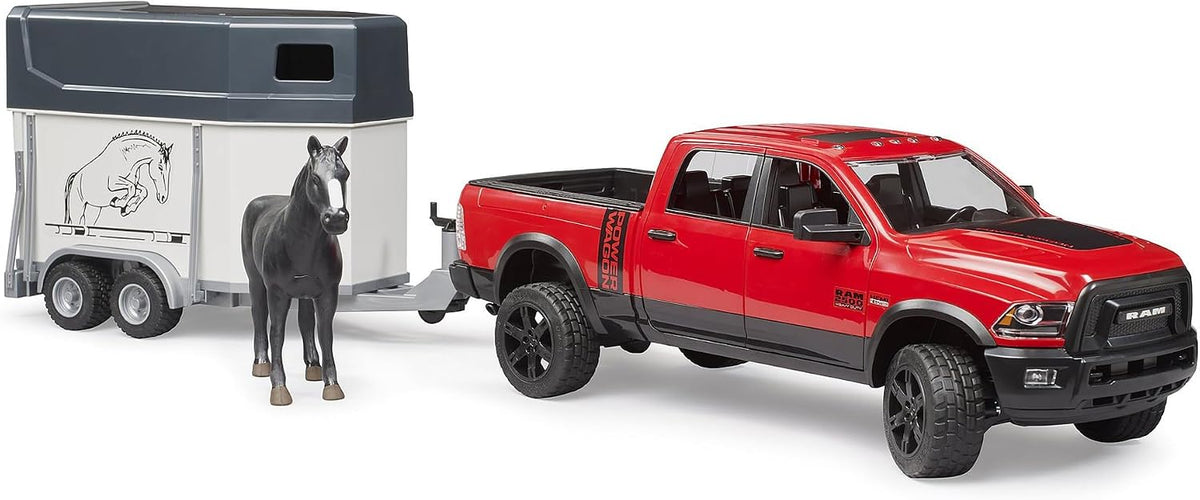 Bruder 02501 Ram 2500 Power Wagon con remolque para caballos y 1 ca...