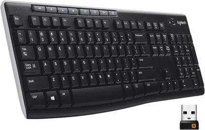 Teclado inalámbrico K270, receptor unificador USB, color negro, Neg...