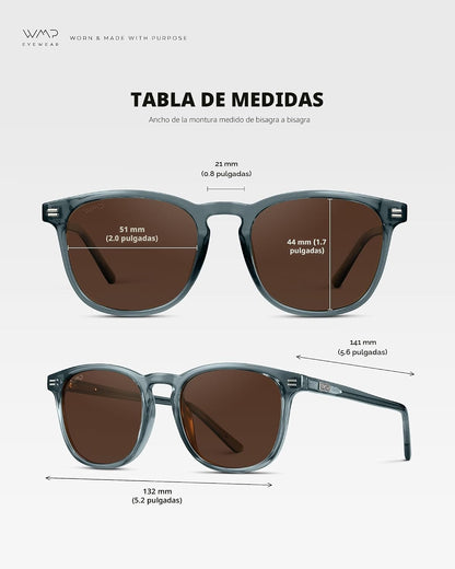WMP Eyewear - Gafas de sol polarizadas modernas y redondas para hom...