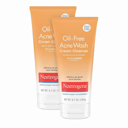 Neutrogena Limpiador en crema de lavado facial para acné sin aceite...