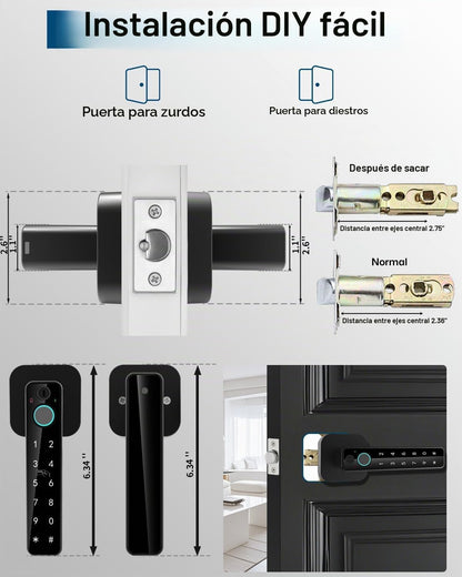 Buoan - Cerradura de puerta inteligente 5 en 1, perilla digital de...