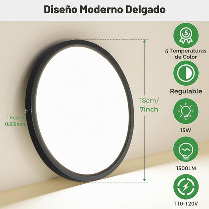 zemty Paquete de 12 luces LED de techo empotradas, 7 pulgadas, 15 W...