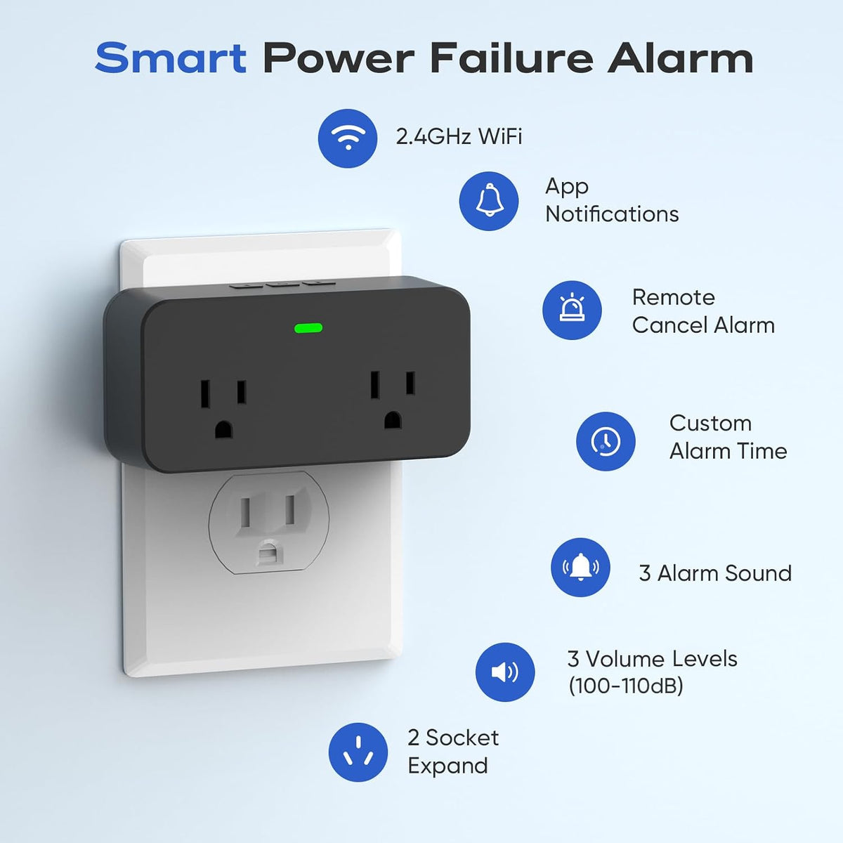 Alarma de falla de energía WiFi paquete de 2, alarma inteligente de...