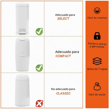 Bolsas de eliminación cuadradas jumbo compatibles con cubos compact...